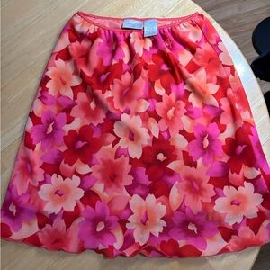 Worthington Petite Pink & Coral Floral Flowy Skirt